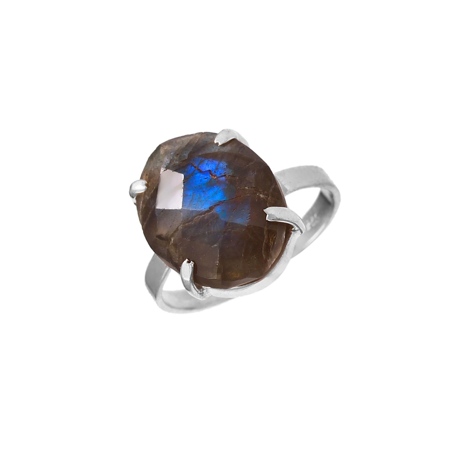 925 Sterling Silver Oval Cut Labradorite Gemstone Ring