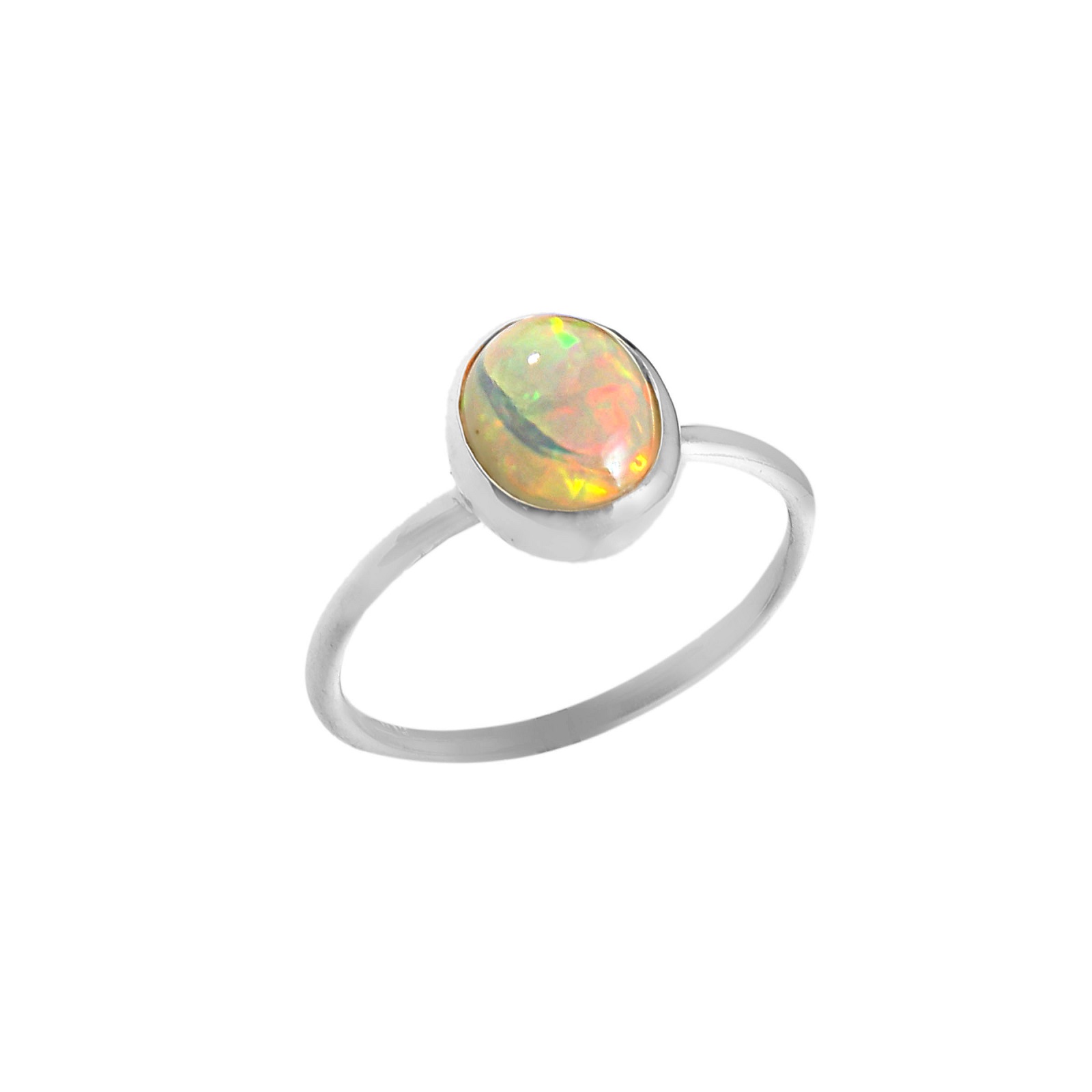 925 Sterling Silver Oval Fire Opal Dyed Bezel Ring Design