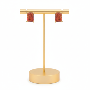 925 Sterling Silver Cute Pink CZ Stud Earrings Gold Plated