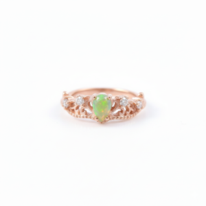 Rose Gold Plated 925 Sterling Silver Opal And White CZ Eternity Ring