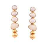 925 Silver Random Shape Rainbow Moonstone Drop Earrings