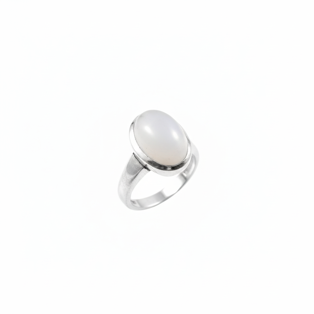 925 Sterling Silver Oval Moonstone Bezel Set Ring