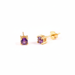 925 Sterling Silver Cute Amethyst Stud Earrings for Women