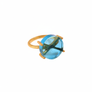 925 Sterling Silver Hydro Stone Gold Plated Classic Style Women's Ring