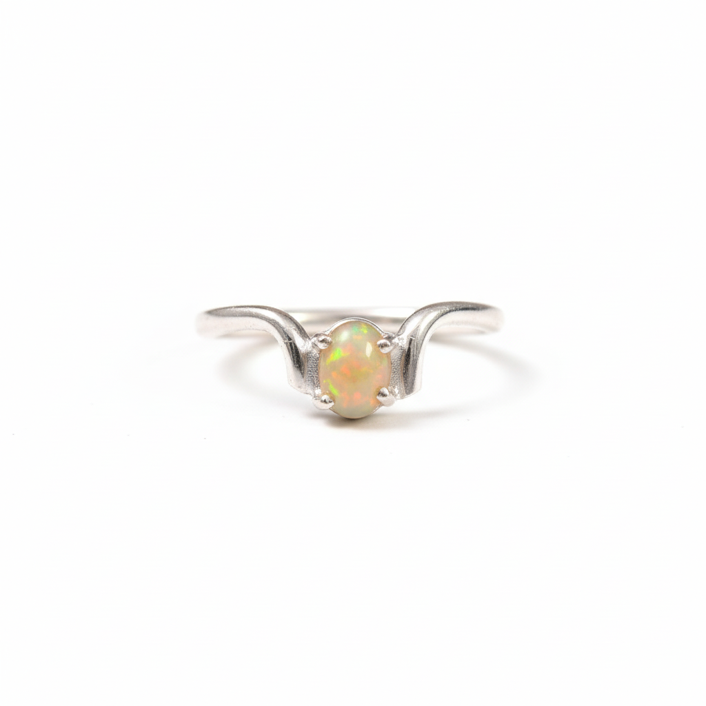 Handmade 925 Sterling Silver Fire Opal Gemstone Women's Ring