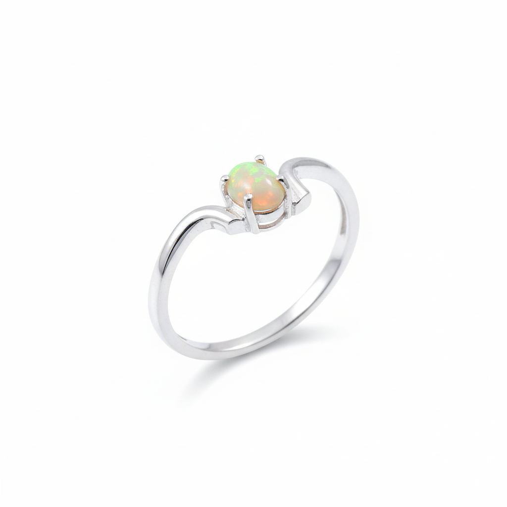 Handmade 925 Sterling Silver Fire Opal Gemstone Women's Ring
