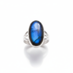 925 Sterling Silver Classic Bezel Setting Big Blue Labradorite Oval Ring