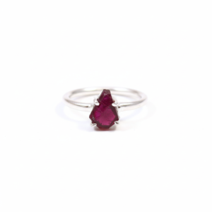 Classic Women's 925 Sterling Silver Raw Garnet Stone Ring