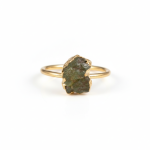 925 Sterling Silver Rugged Peridot Electroplated Gold Handmade Ring