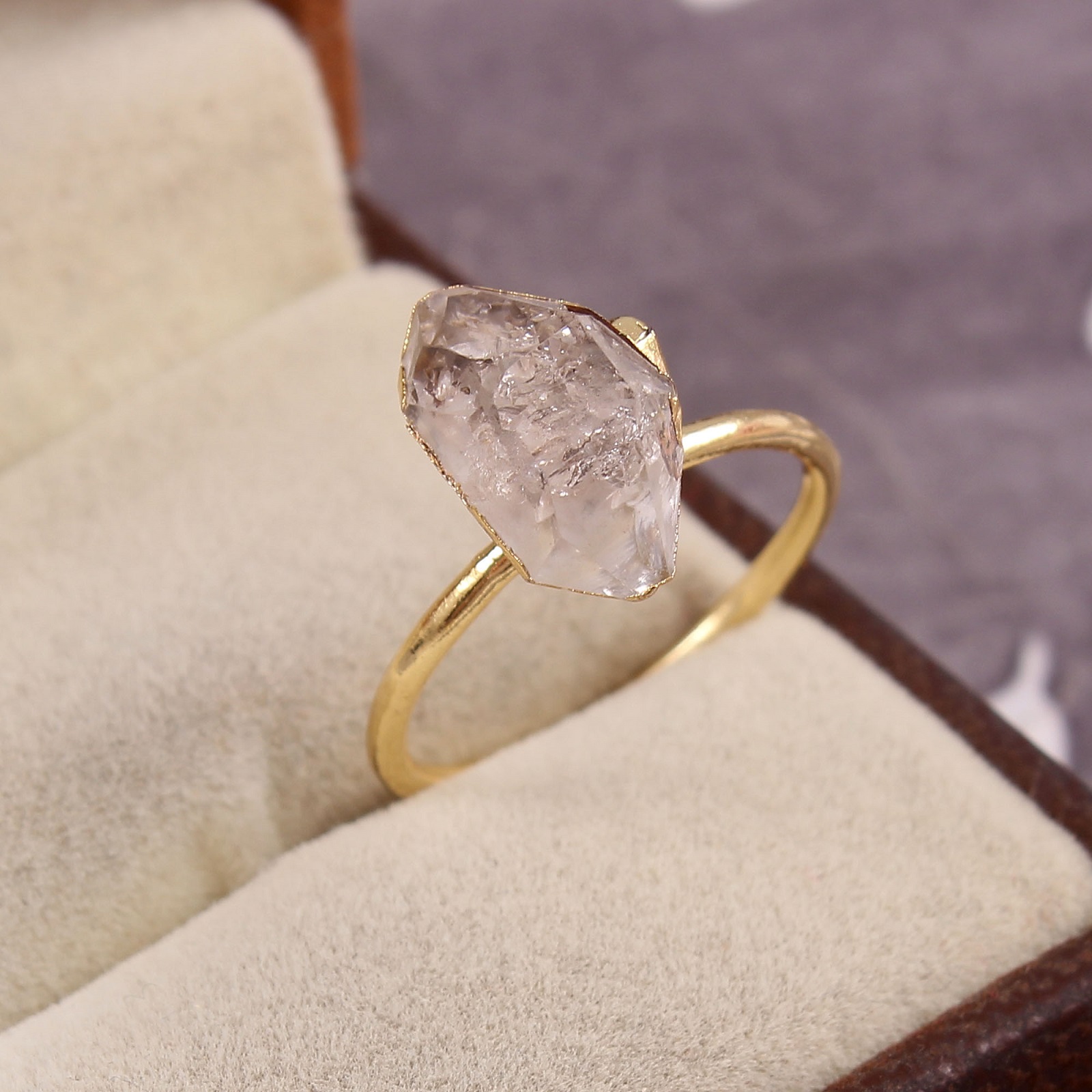 Handmade 925 Sterling Silver Ring with Natural Raw Rose Quartz