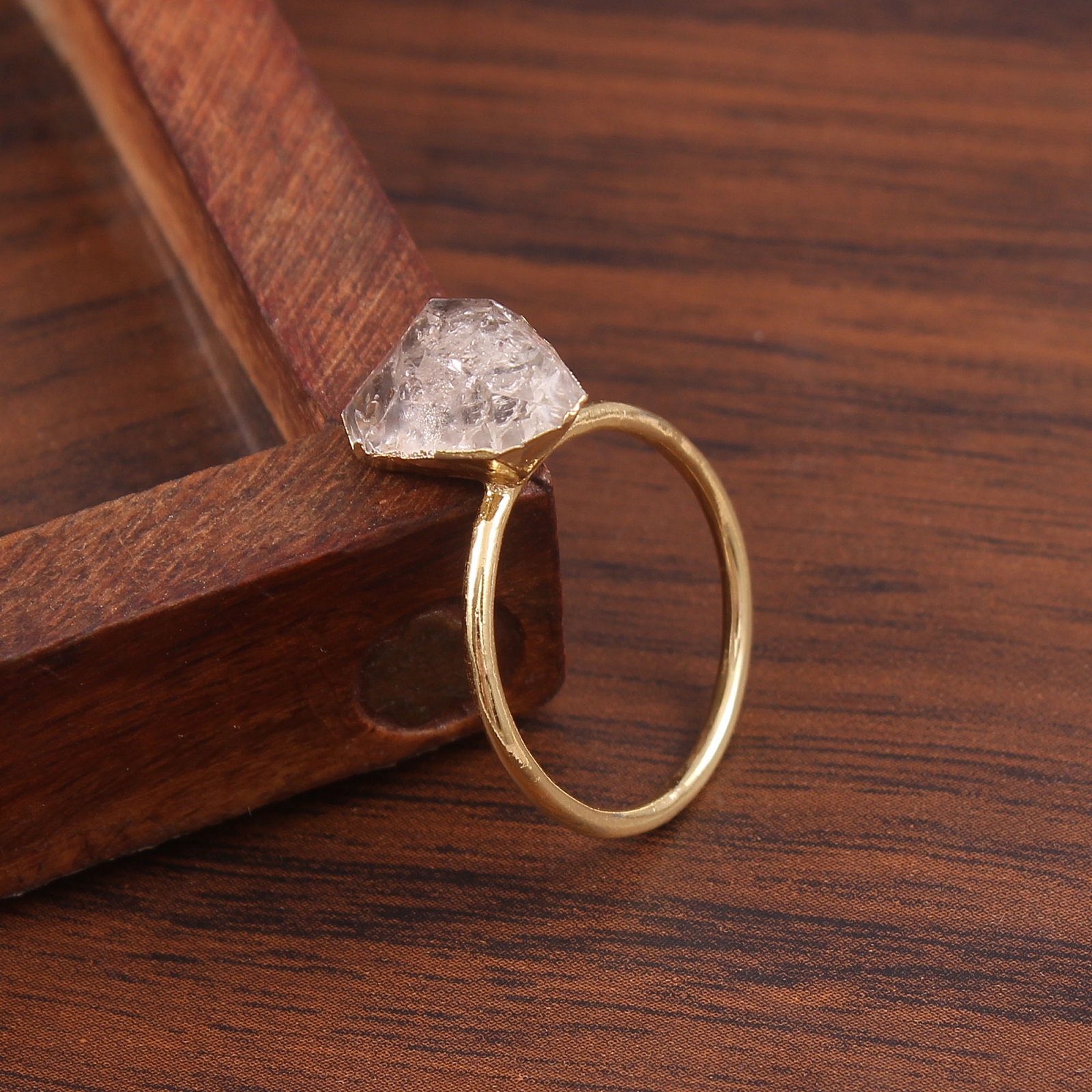 Handmade 925 Sterling Silver Ring with Natural Raw Rose Quartz