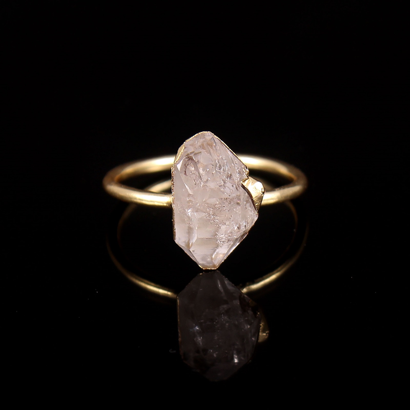 Handmade 925 Sterling Silver Ring with Natural Raw Rose Quartz