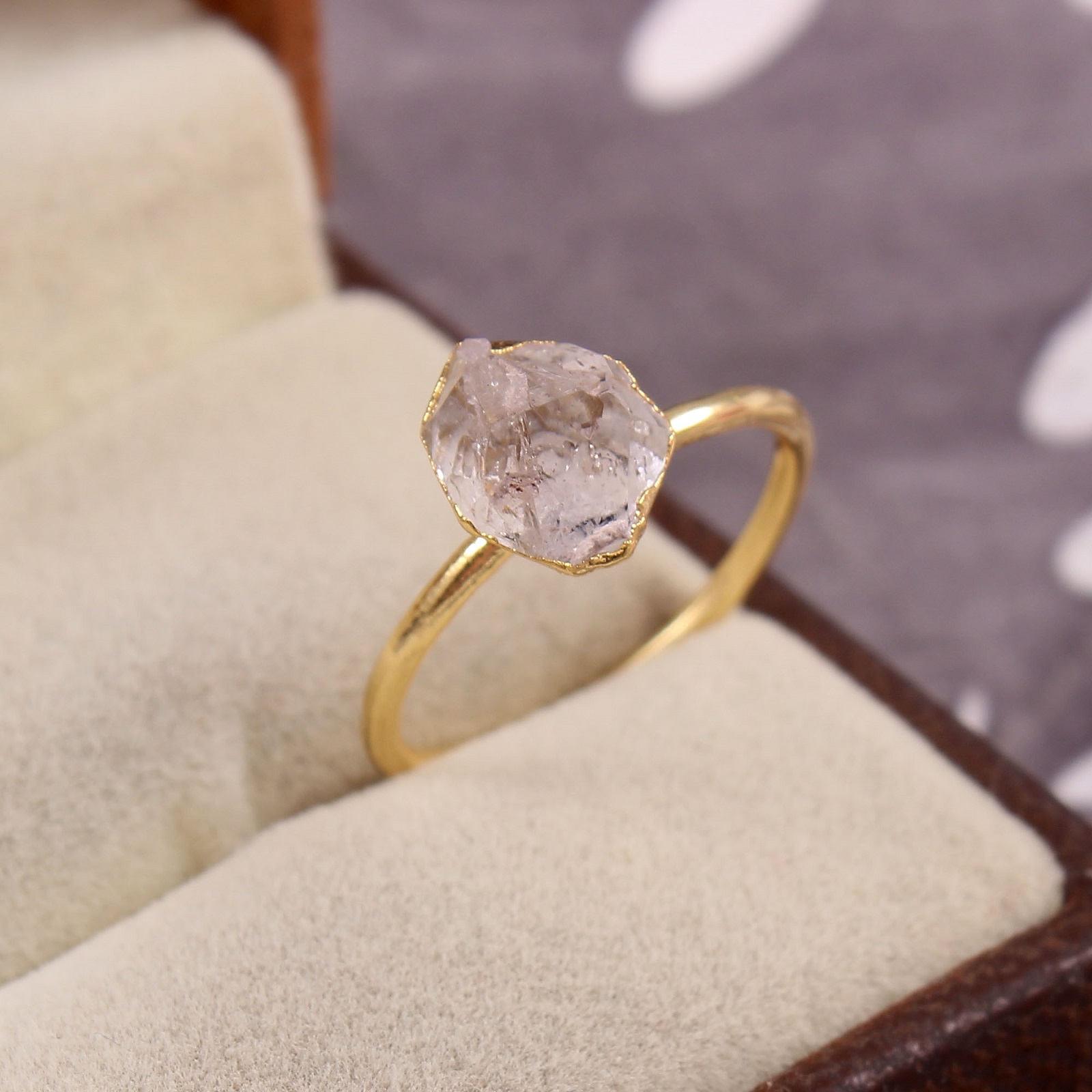 Handmade 925 Sterling Silver Ring with Natural Raw Rose Quartz