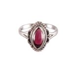 Women's 925 Sterling Silver Red Garnet Bezel Setting Classic Ring