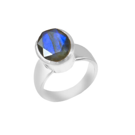 925 Sterling Silver Labradorite Oval Cut Gemstone Ring