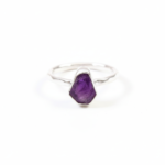 925 Sterling Silver Bezel Setting Raw Natural Amethyst Handmade Ring