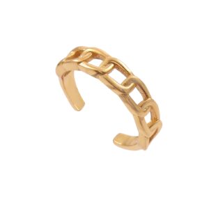 Adjustable 925 Sterling Link Pattern Gold Plated Ring
