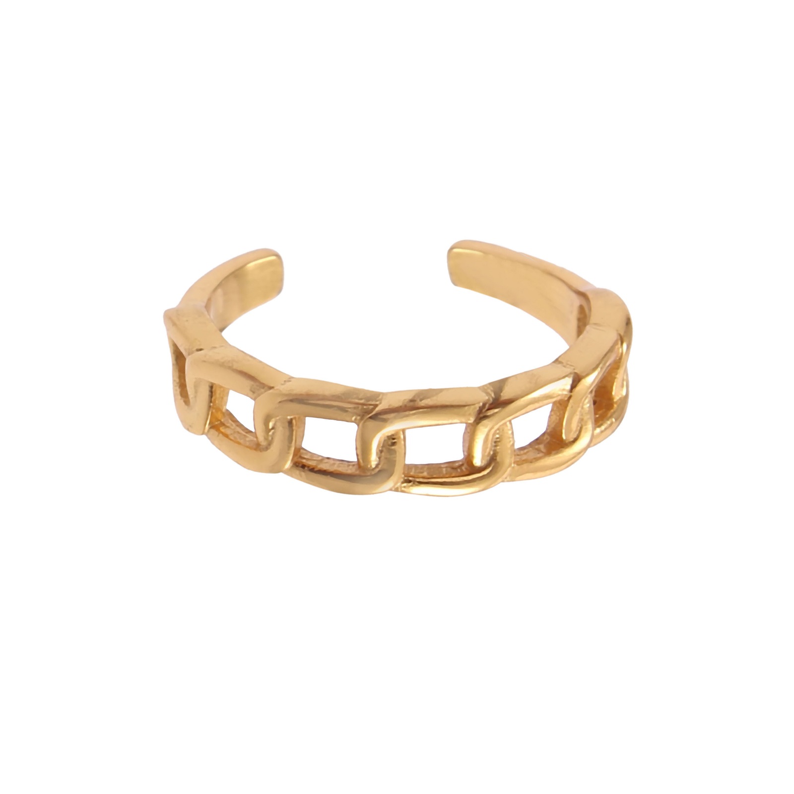 Adjustable 925 Sterling Link Pattern Gold Plated Ring