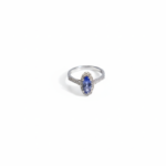 925 Sterling Silver Tanzanite and White CZ Engagement Ring