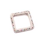 Gold Plated 925 Sterling Silver Multi-Color CZ Carabiner Square Lock Charms