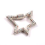 925 Sterling Silver Multi-Color CZ Carabiner Star Lock Charms for Unisex
