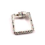 Square Carabiner Lock Pendant & Charm 925 Sterling Silver with Multi-Color CZ