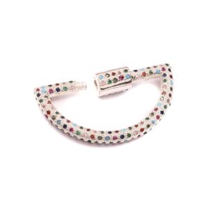 D Shape Carabiner Lock Sterling Silver Multi-Color CZ