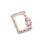 925 Sterling Silver Multi-Color CZ Carabiner Rectangular Shape Lock