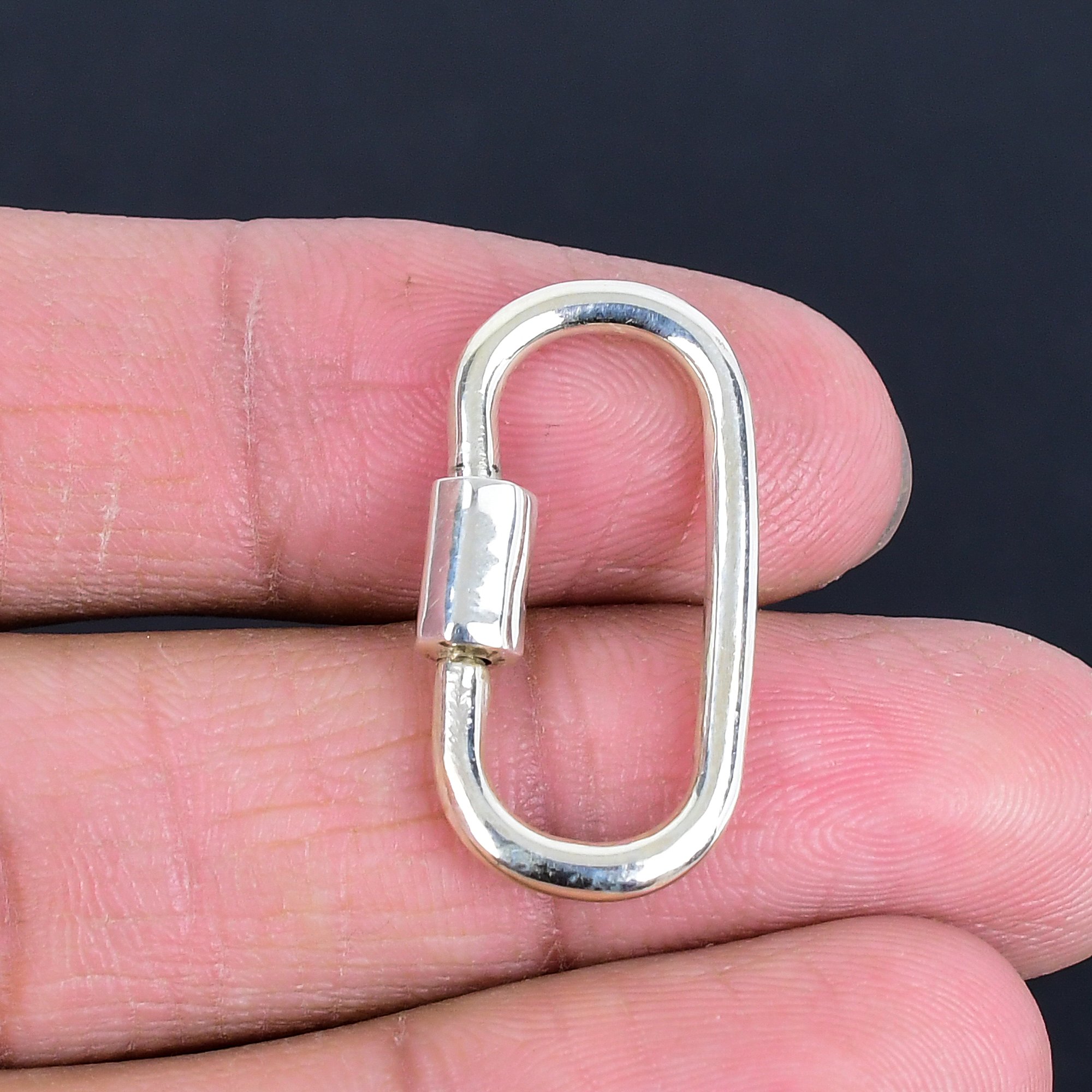 Lock and Key Charms 925 Sterling Silver Carabiner Lock