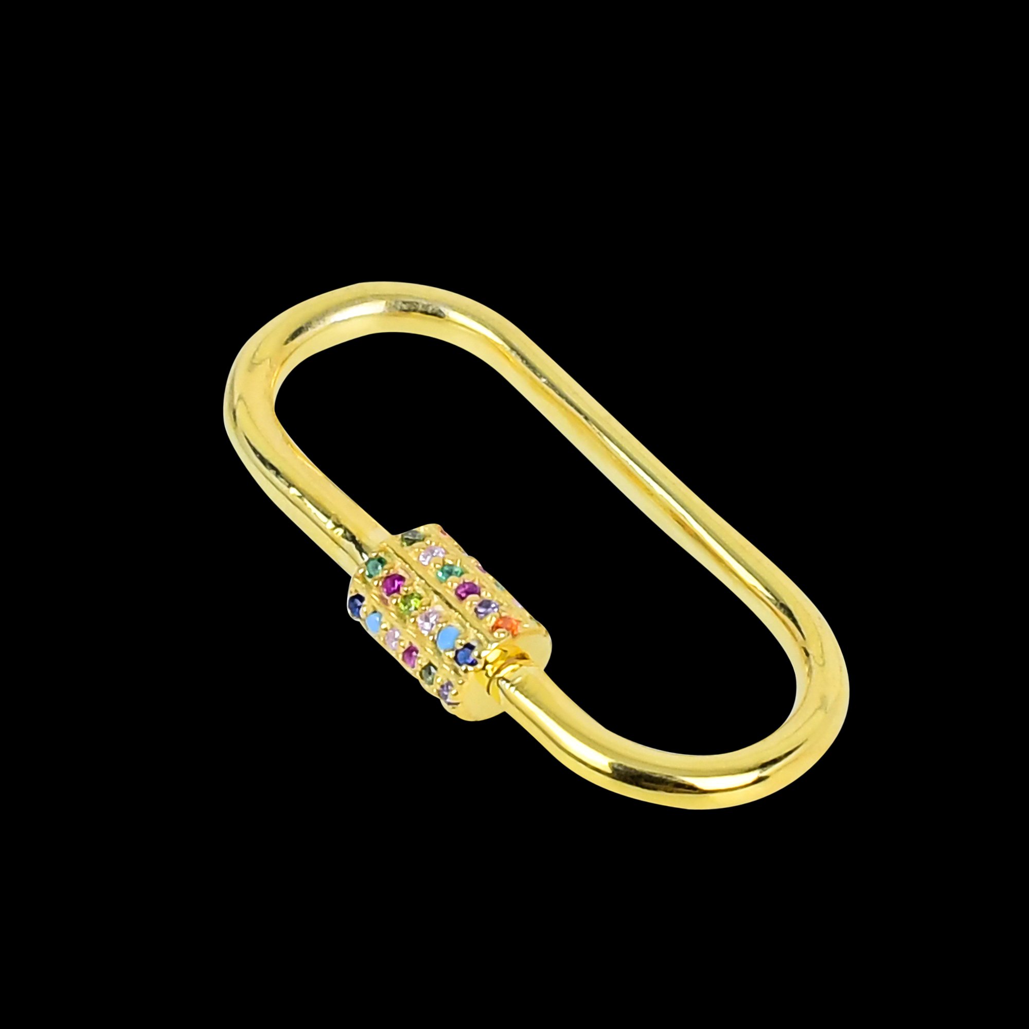 925 Sterling Silver Multi-Color CZ Carabiner Lock Charms