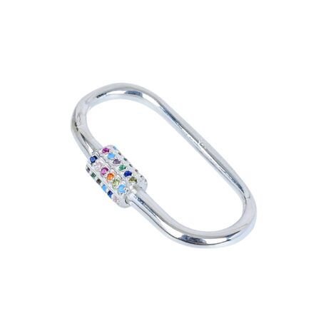 925 Sterling Silver Multi-Color CZ Carabiner Lock Charms