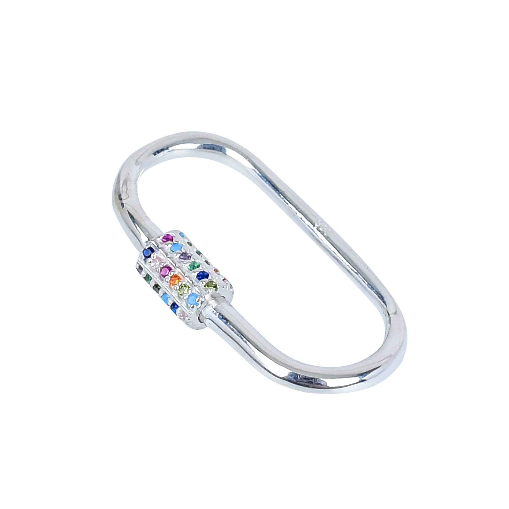 925 Sterling Silver Multi-Color CZ Carabiner Lock Charms