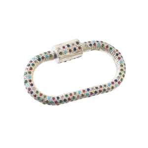 925 Silver Oval Carabiner Lock Screw Connector With Multi-Color CZ