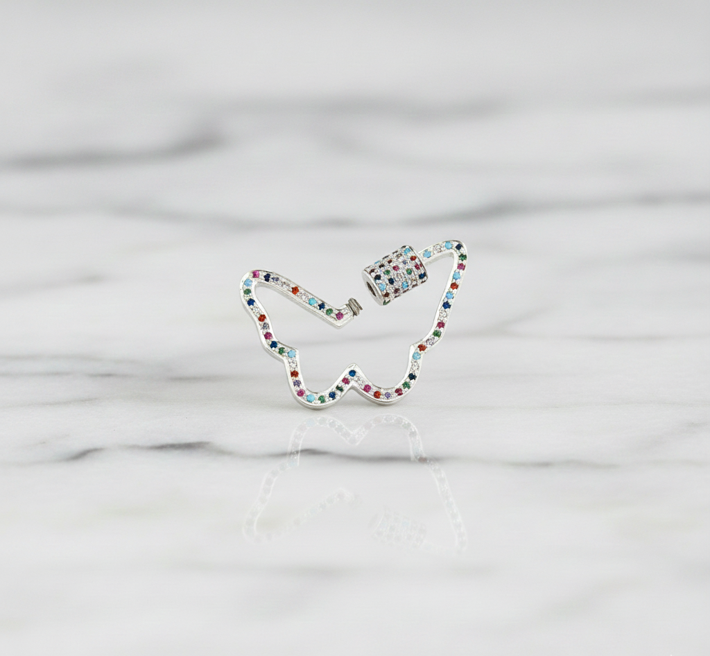 Carabiner Butterfly Lock Charms 925 Sterling Silver