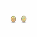 925 Sterling Silver Bezel Setting Opal Gemstone Stud Earrings