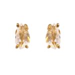 Gold Plated 925 Sterling Silver Raw Herkimer Diamond Stud Earrings