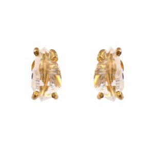 Gold Plated 925 Sterling Silver Raw Herkimer Diamond Stud Earrings